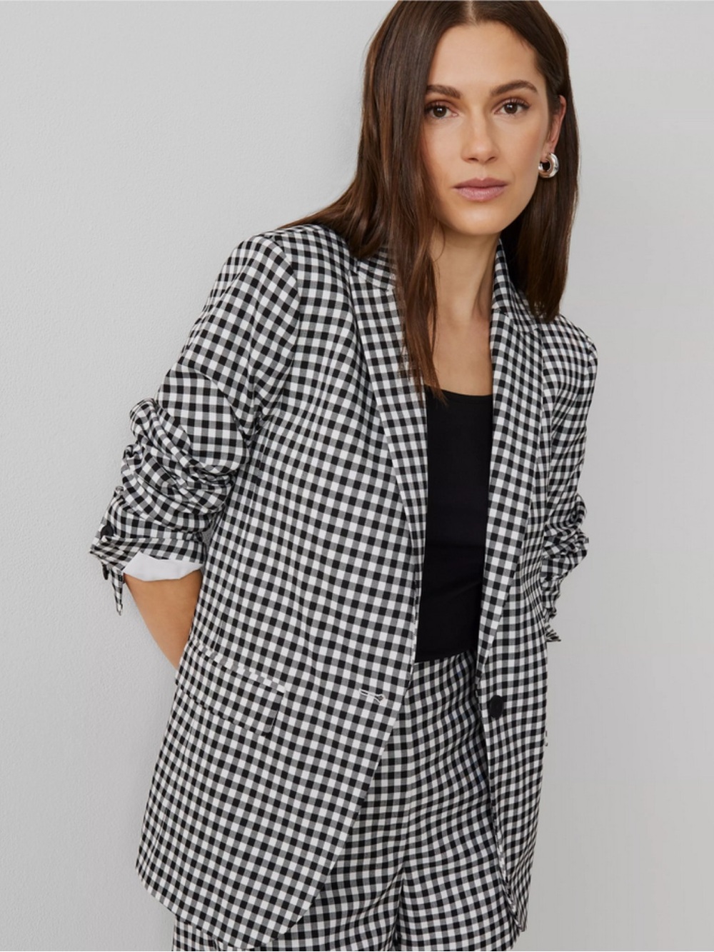 Ann Taylor Gingham Longline Blazer NWT